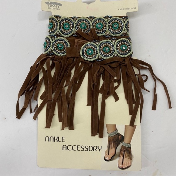 3/$15 NEW Brown Fringe Ankle Accessory Beaded - Picture 2 of 2